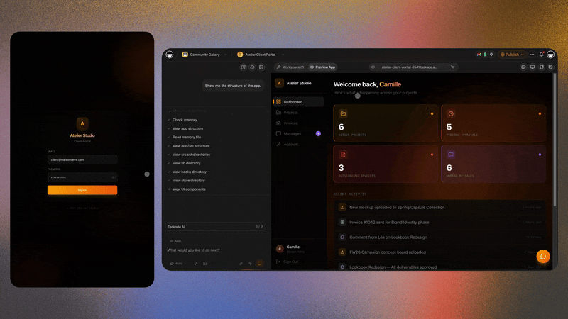 Client Portal — project tracking, file sharing, real-time client updates