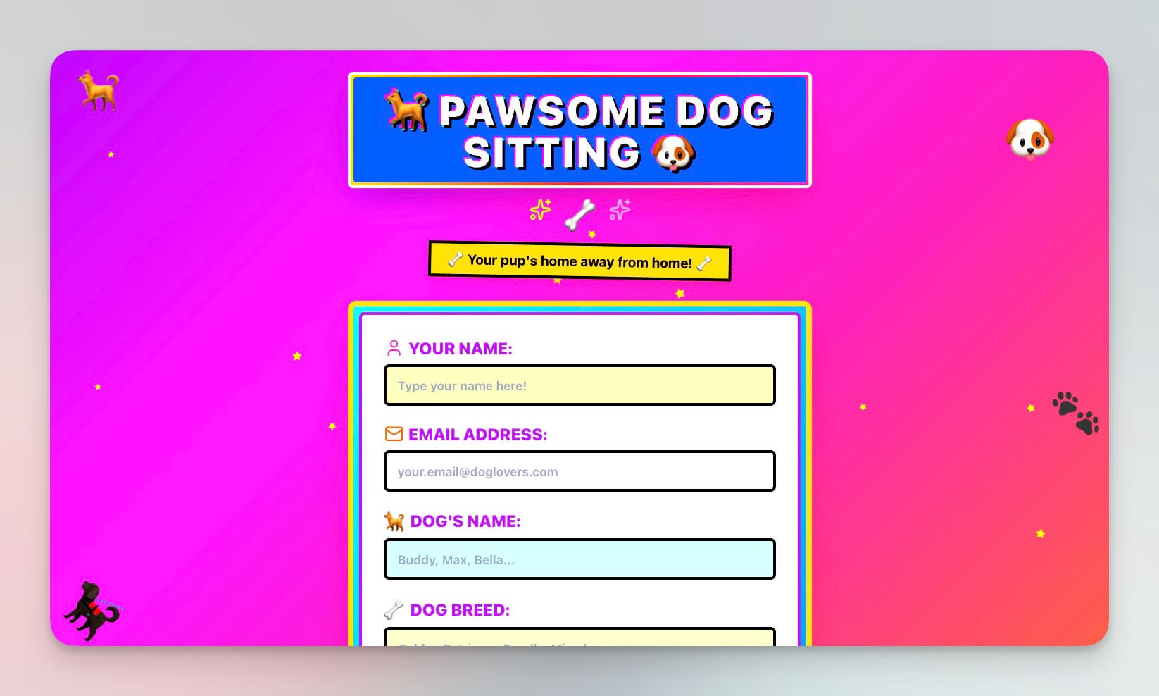 Retro Themed Intake Form