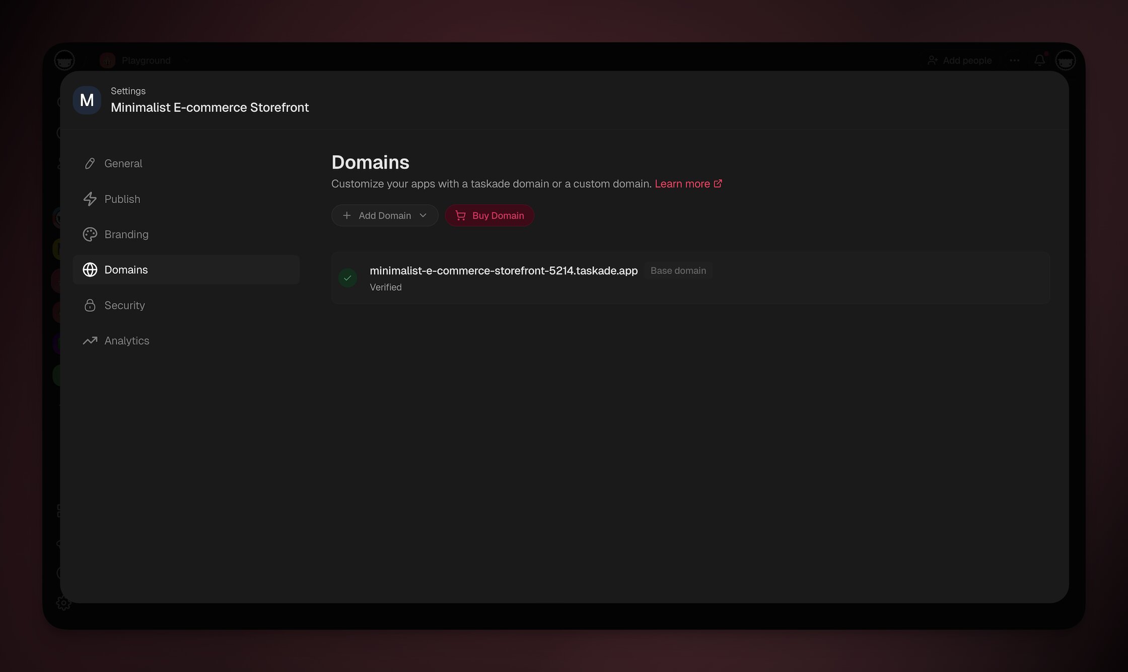 App Domain Configuration