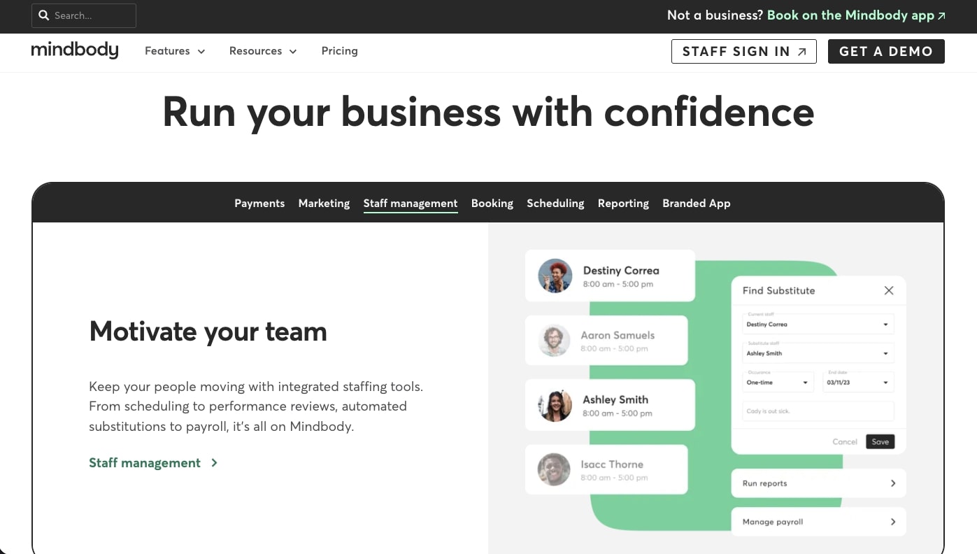 Mindbody Fitness Booking