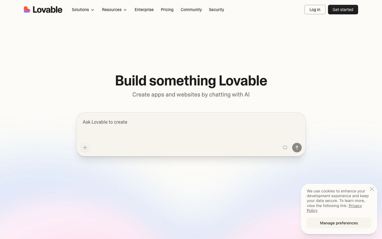 Lovable app builder homepage