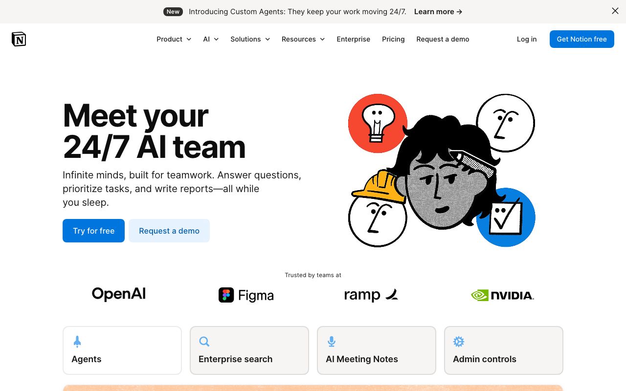 Notion AI agents page