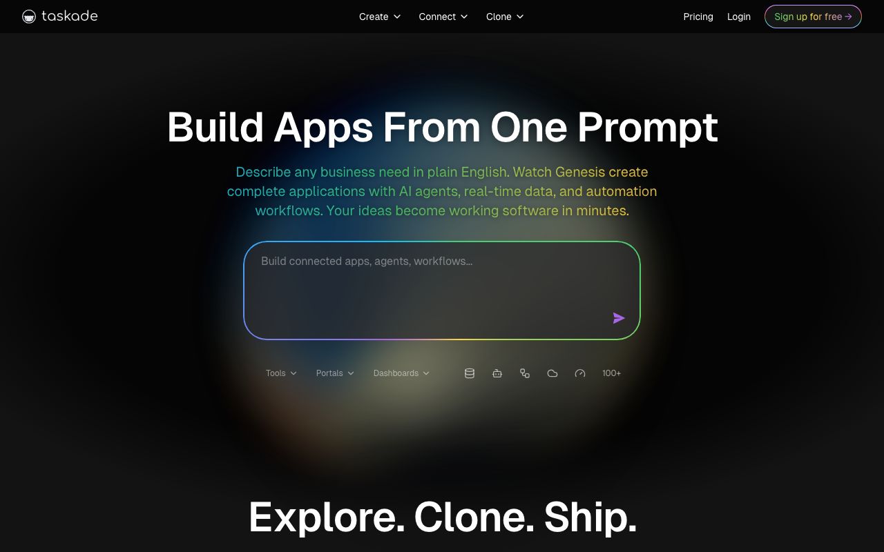 Taskade Genesis — build AI apps, agents, and automations from prompts