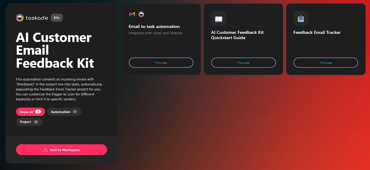 Customer email feedback