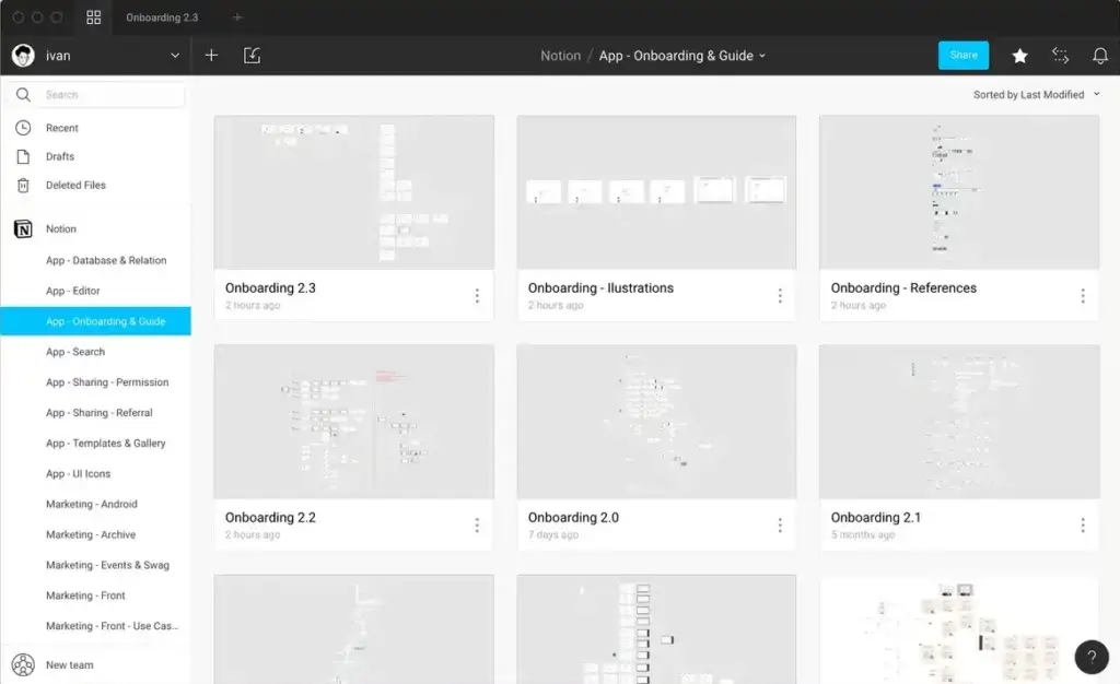 Notion project structure in Figma.