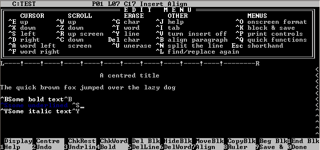 Wordstar user interface.