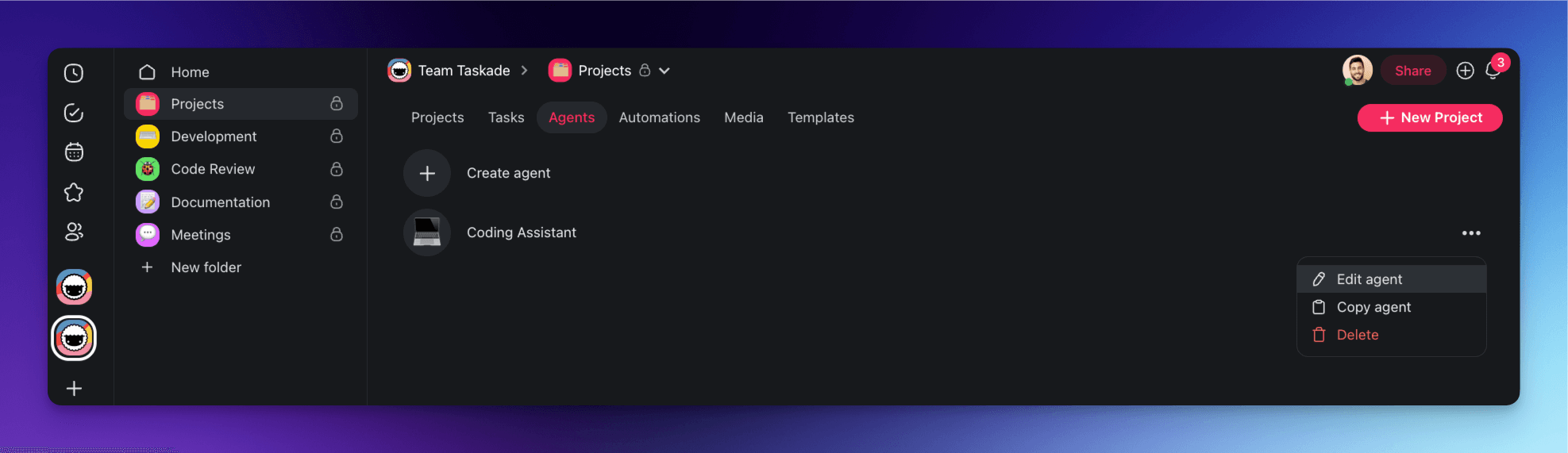 The Edit agent feature.