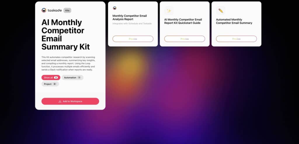 Ai monthly competitor email summary kit