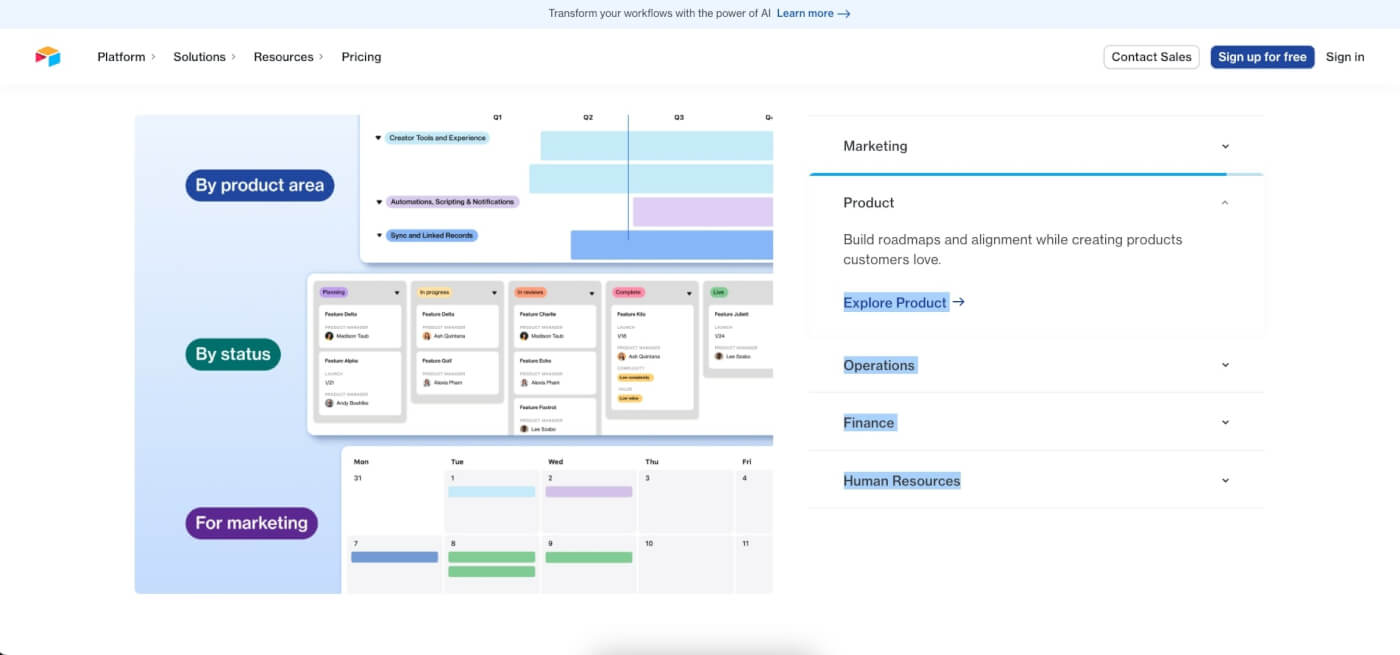 Airtable user interface.