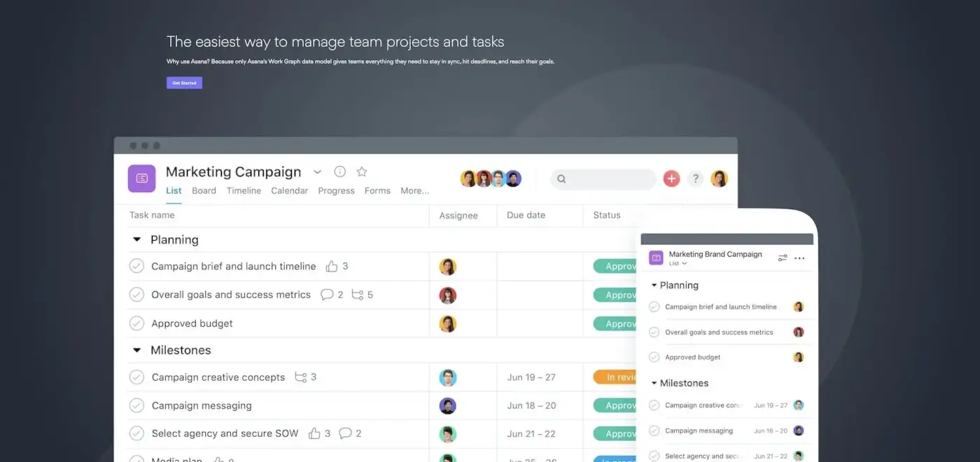 Asana AI user interface.