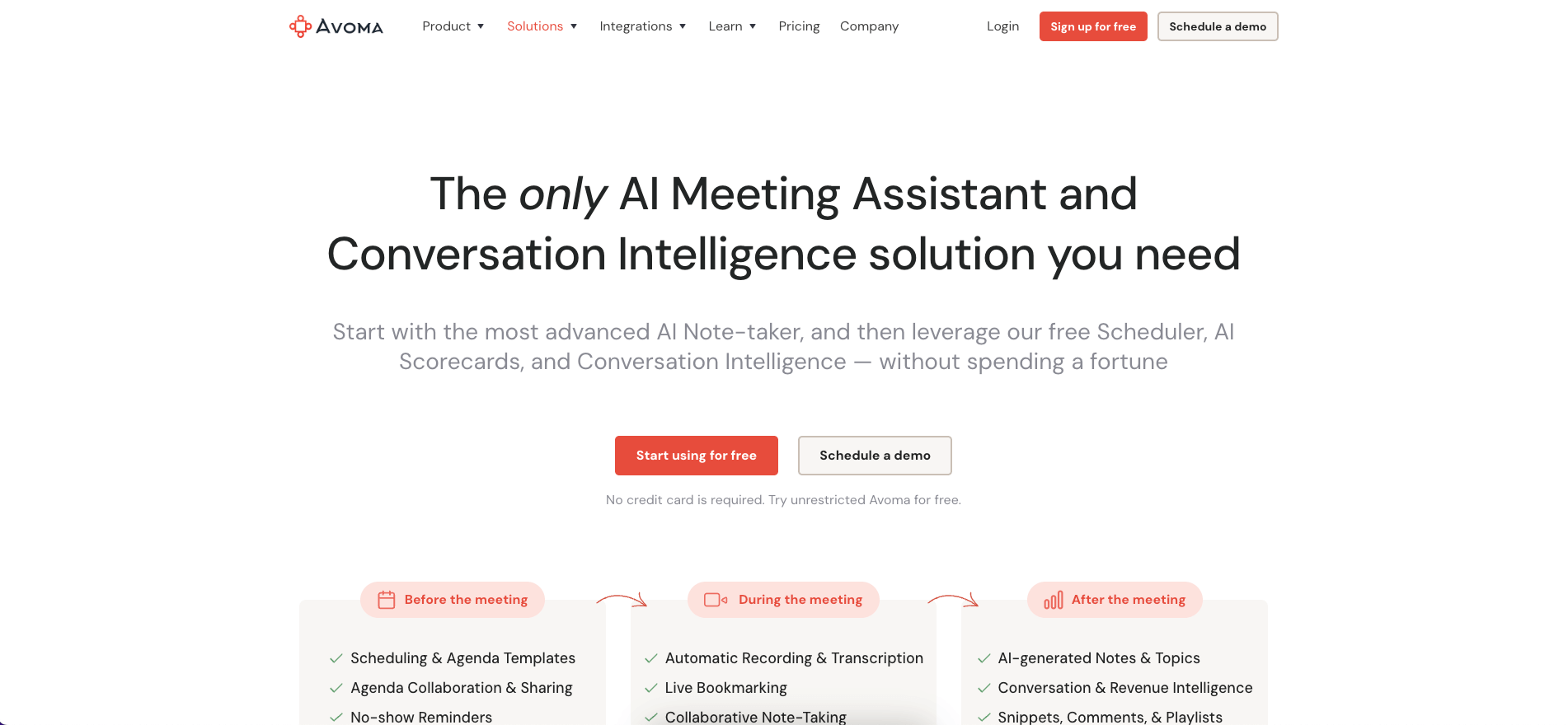 Avoma user interface.
