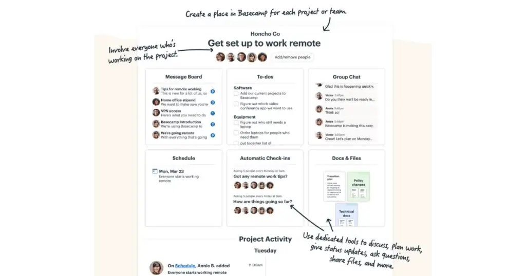 Basecamp user interface.
