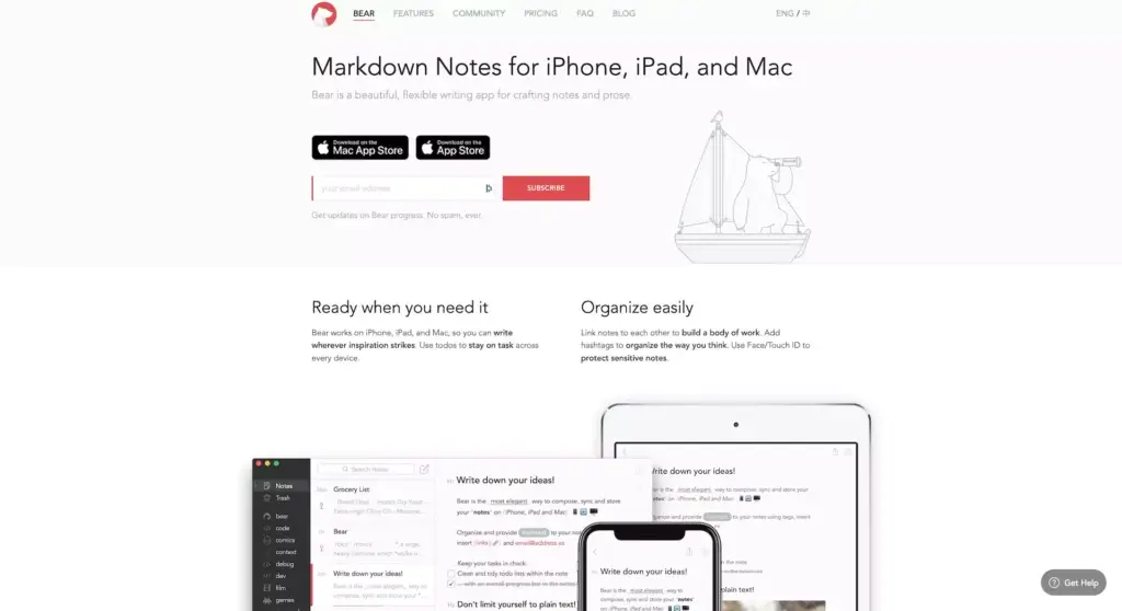 Bear App user interface.