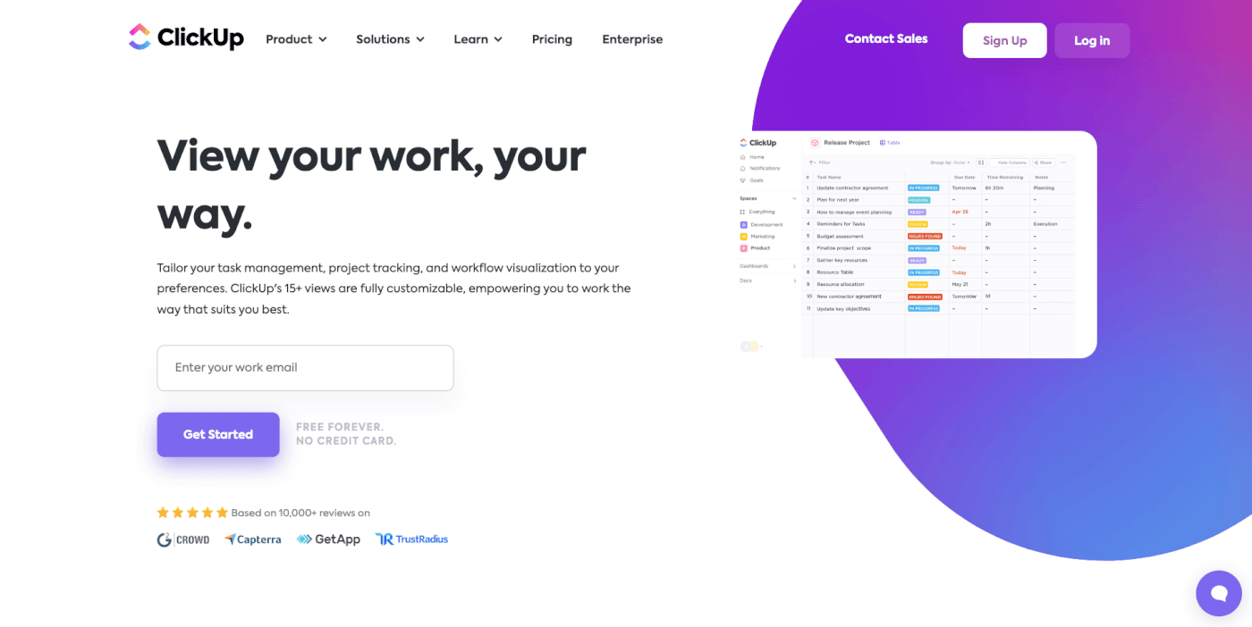 ClickUp user interface.