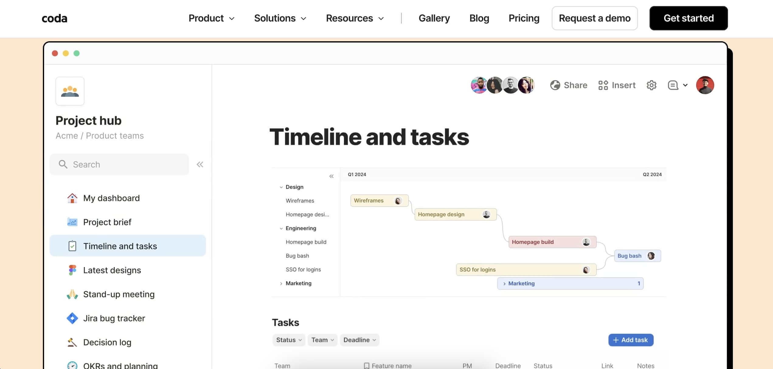 Coda user interface.