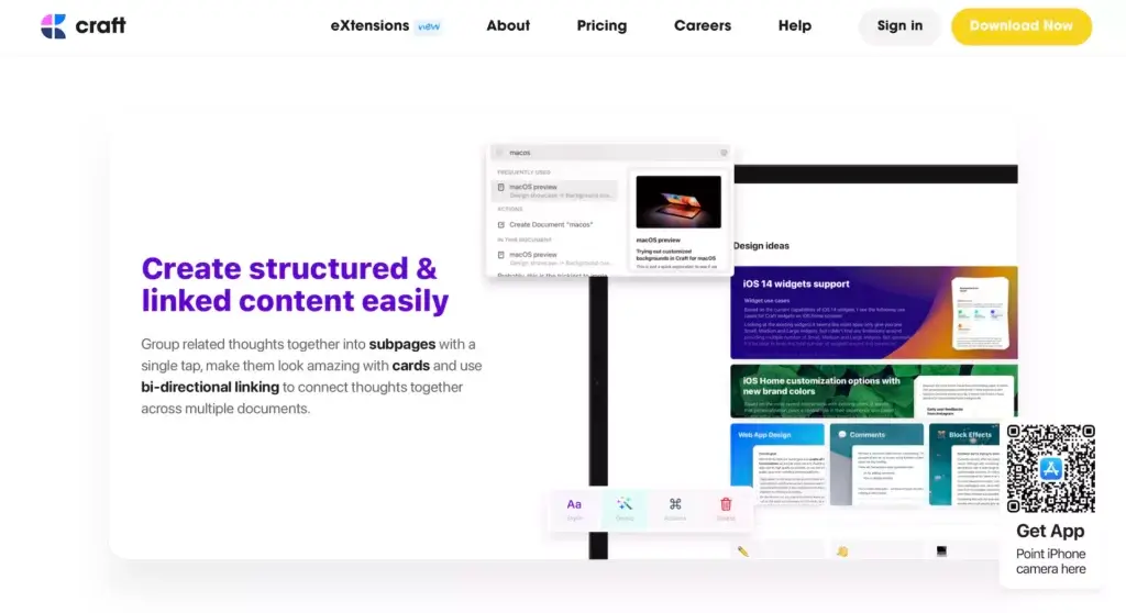 Craft user interface.