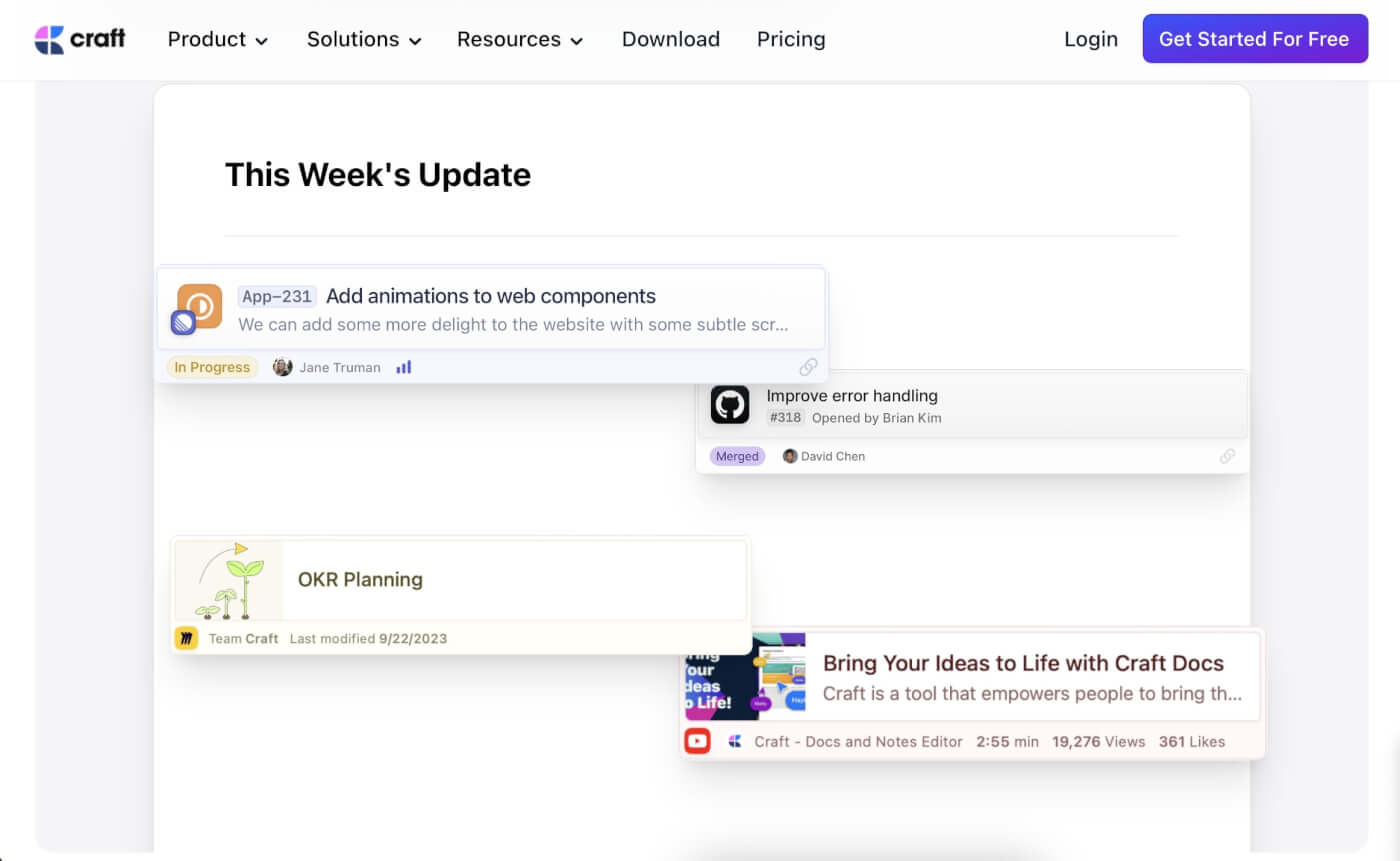 Craft user interface.
