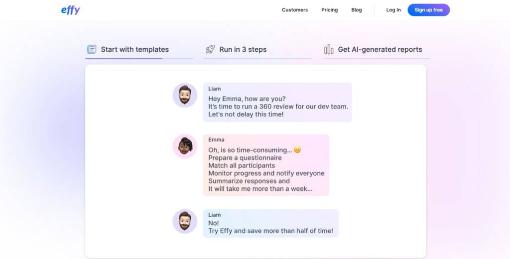 Effy AI user interface.