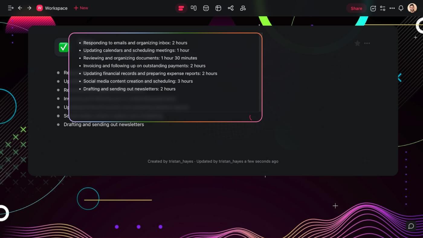 Taskade AI task duration feature.
