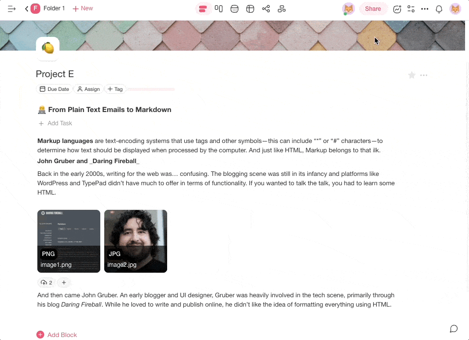 Taskade Version History feature.