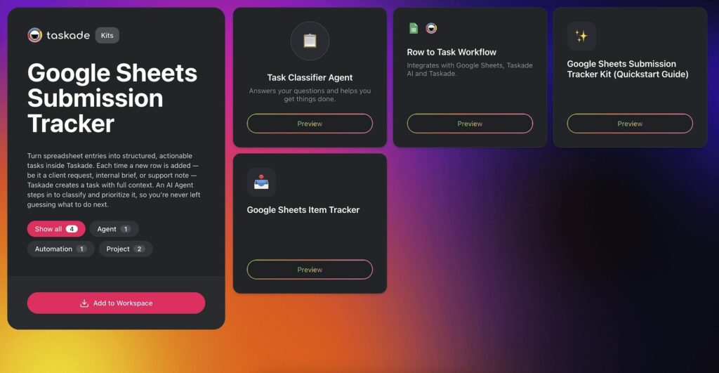 Google sheets submission tracker