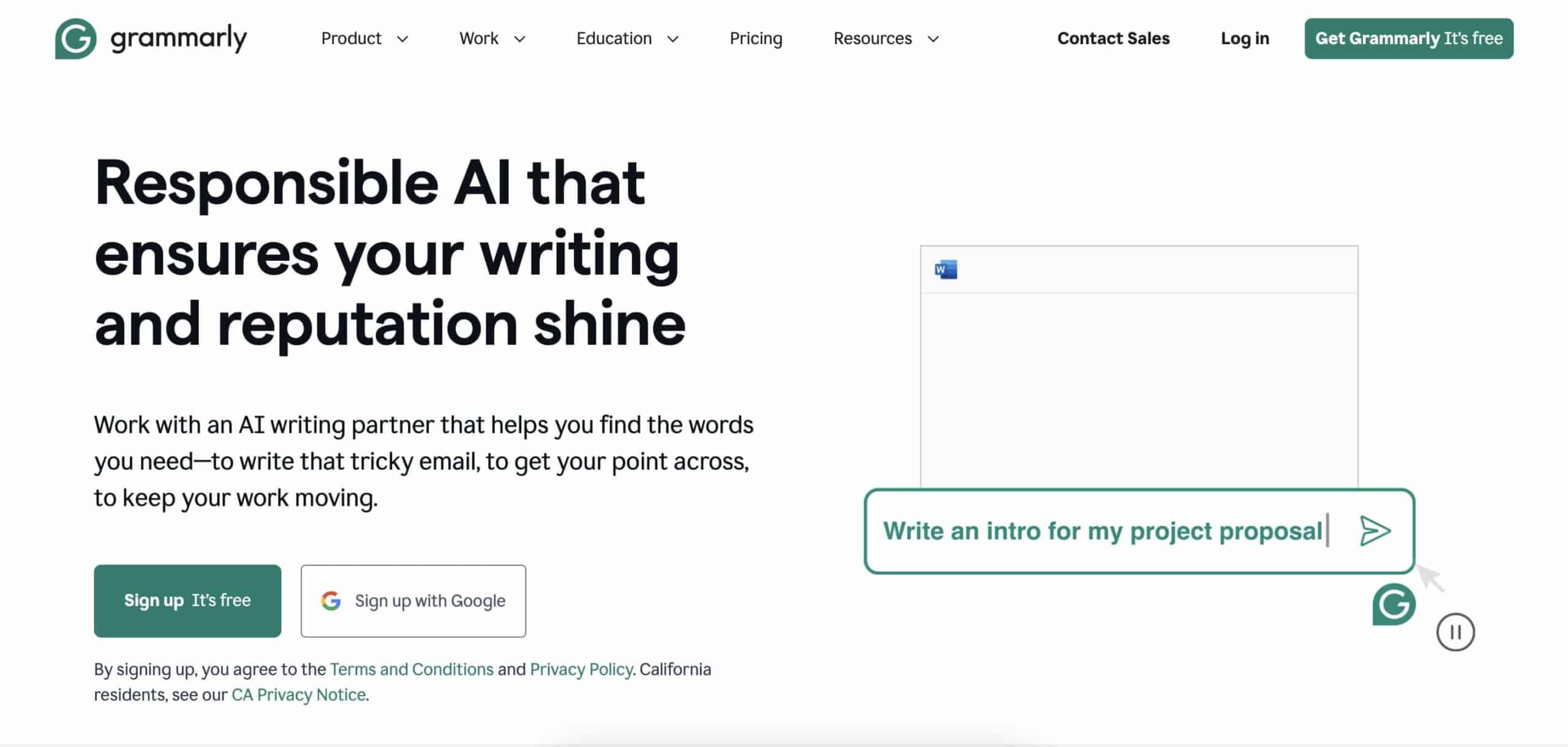 Grammarly user interface.