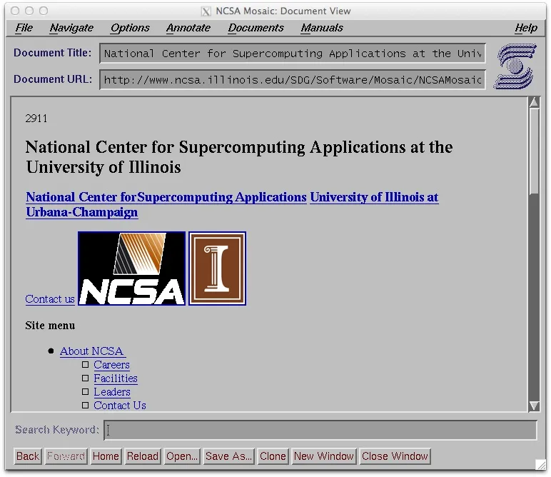 NCSA Mosaic, the 1993 graphical web browser that brought the web to the public
