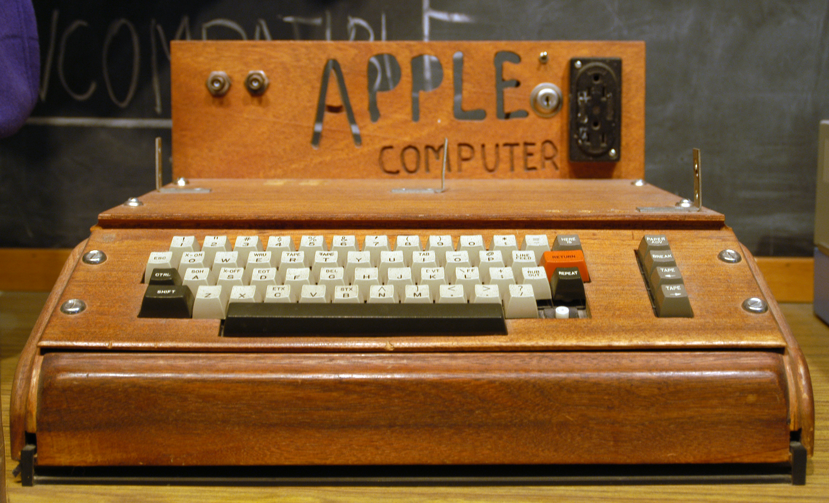 The Apple I computer, built by Steve Wozniak in 1976