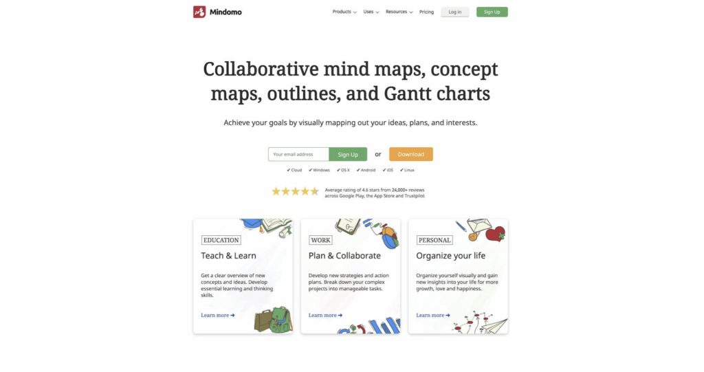 Mindomo user interface.