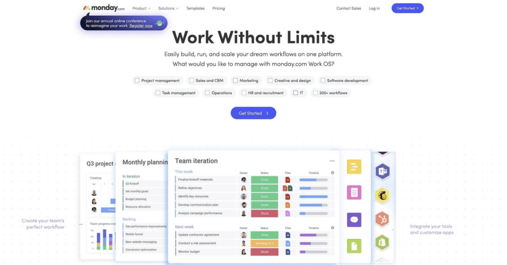 Monday.com user interface.