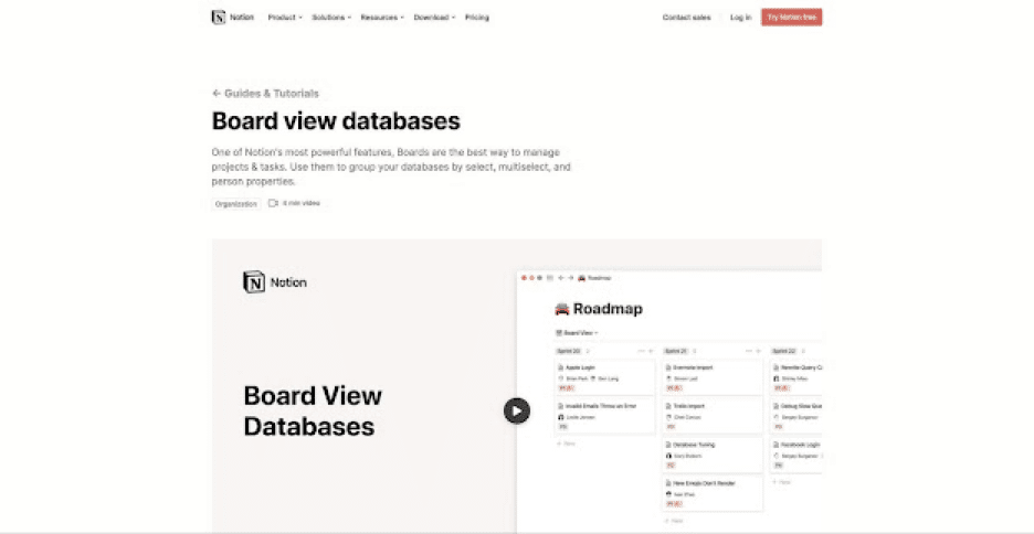 Notion user interface.