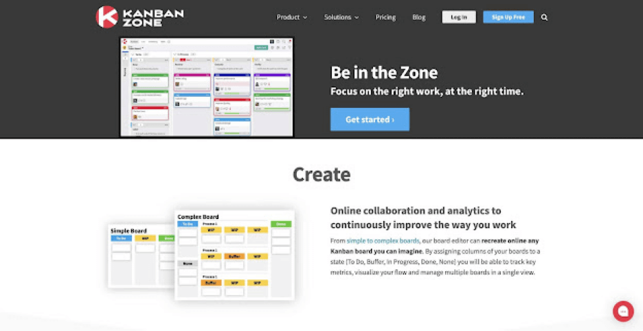 Kanban Zone user interface.