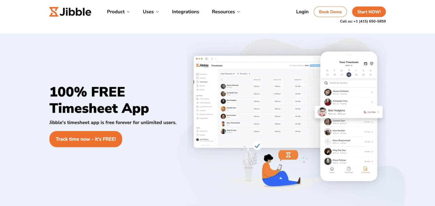 Jibble user interface.