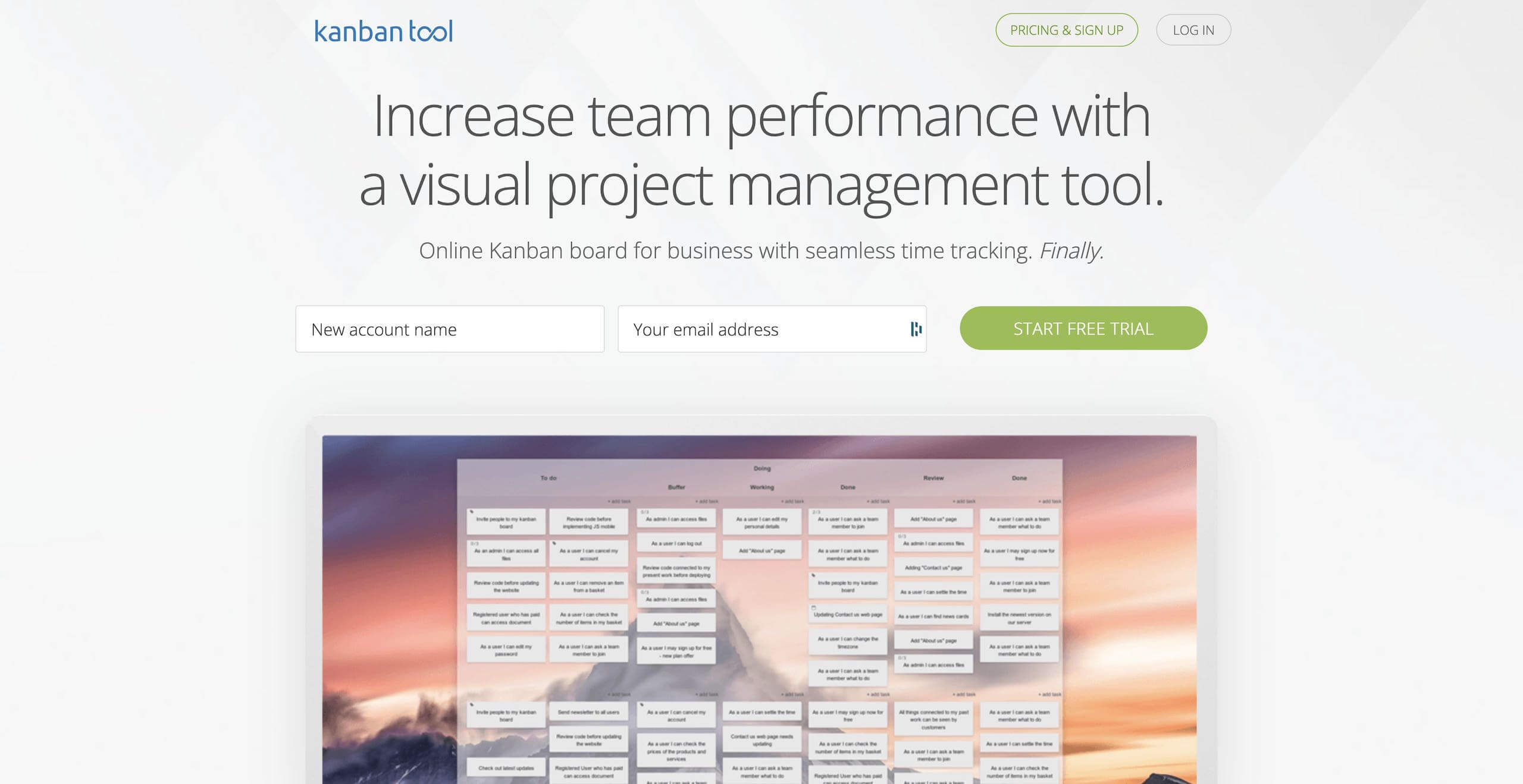 Kanban Tool user interface.