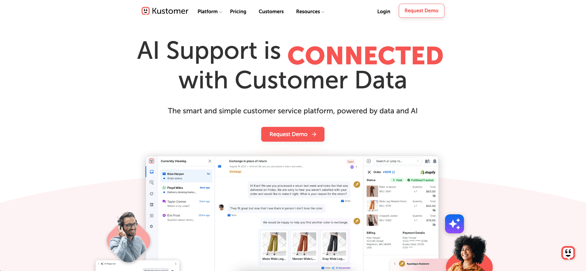 Kustomer user interface.