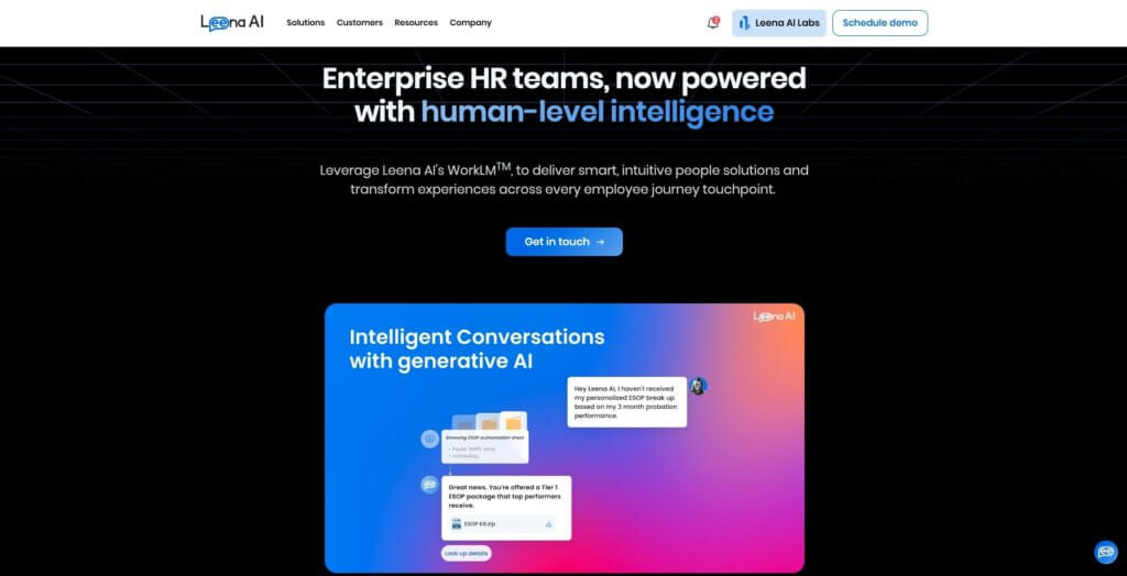 Leena AI user interface.