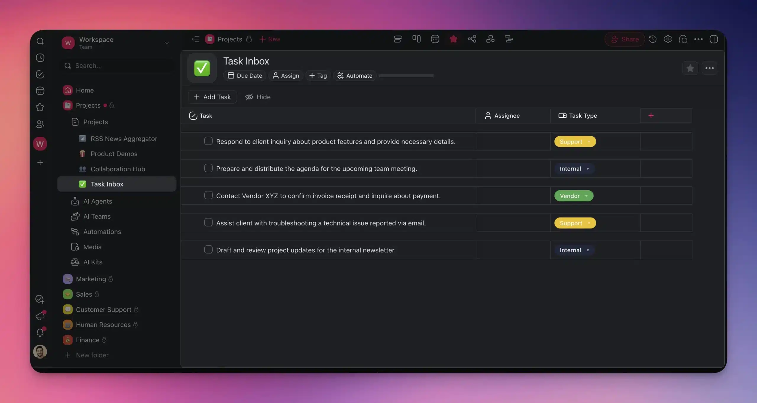 Mail to task tracker