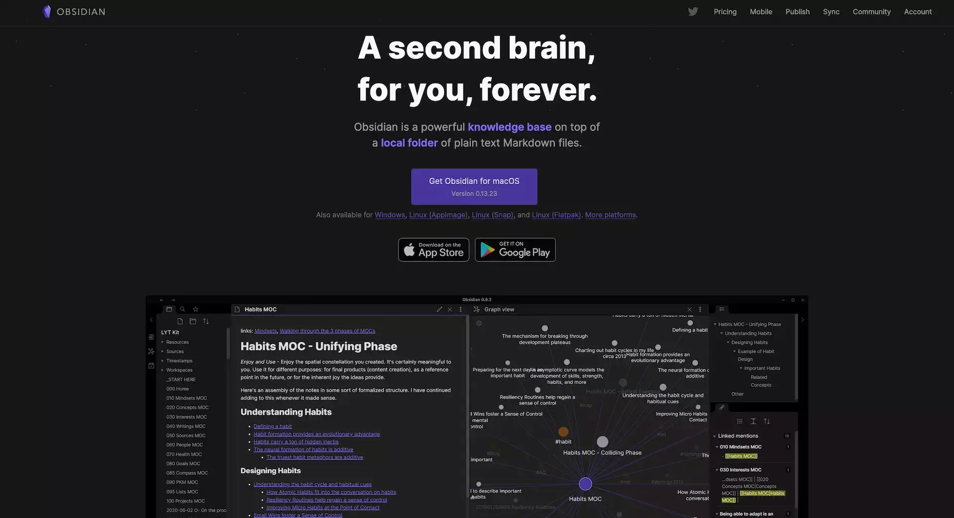 Obsidian user interface.