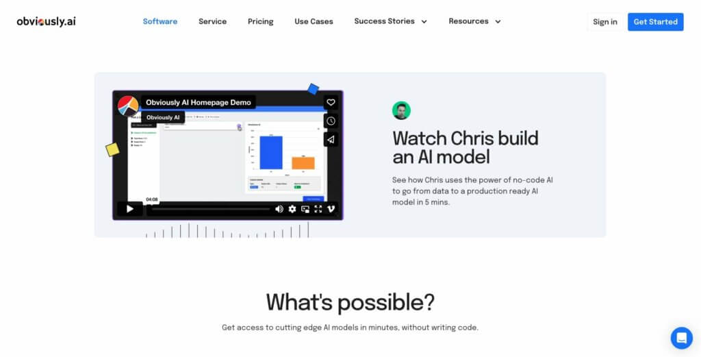 Obviously.AI user interface.