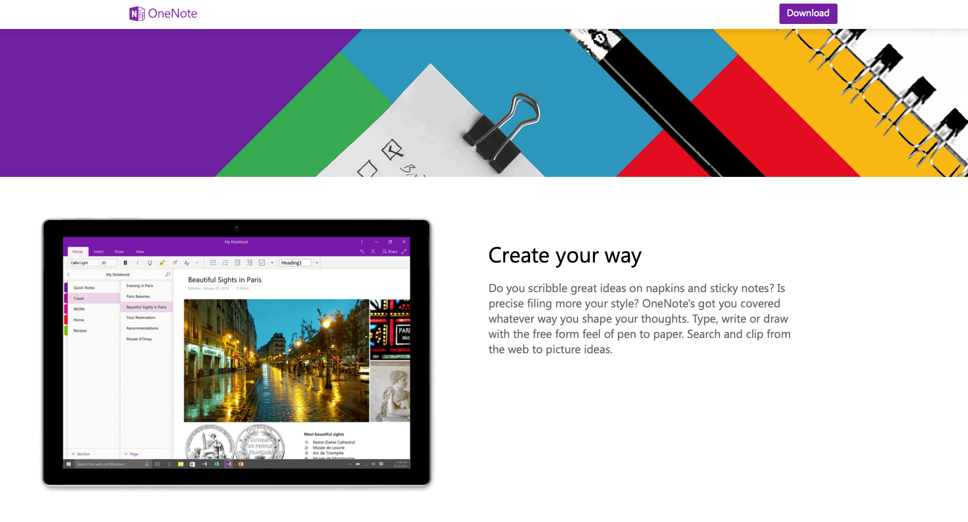 OneNote user interface.