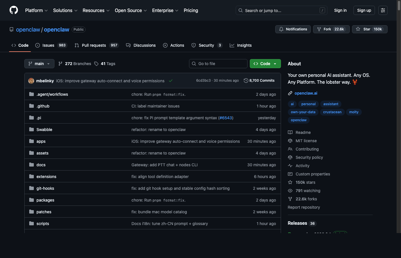 OpenClaw GitHub repository with 114,000+ stars.