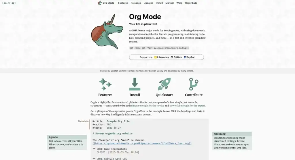 Org Mode user interface.