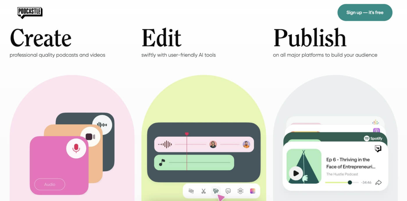 Podcastle user interface.