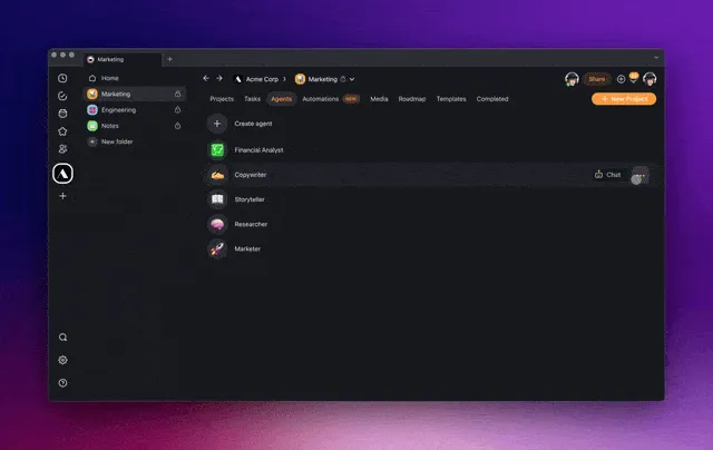 Custom AI Agent language selector.