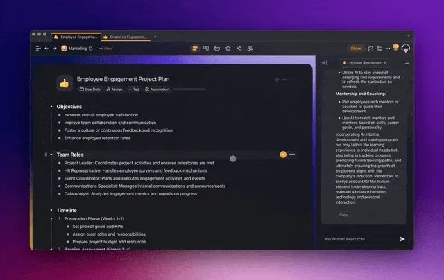AI Chat Clear feature.