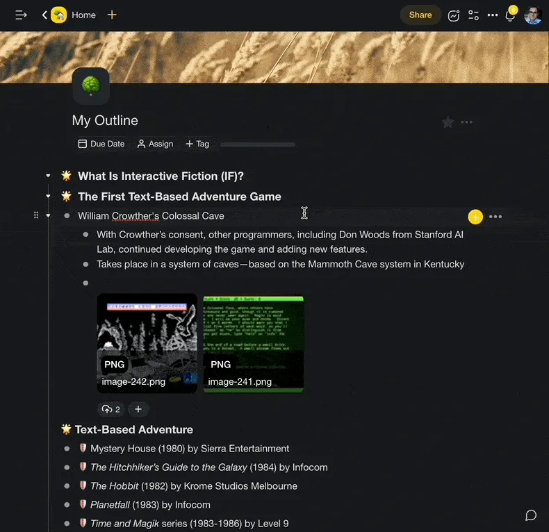 outlining workflow