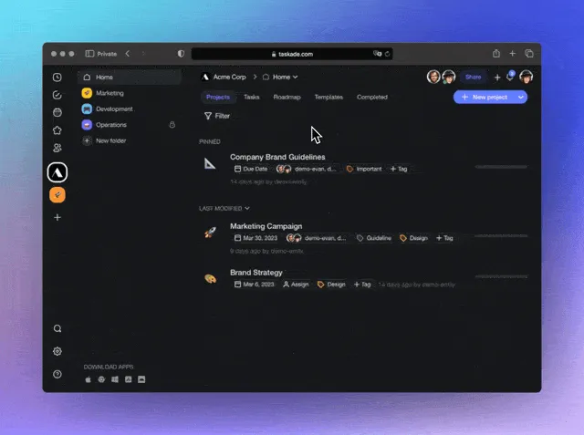 Taskade scheduled templates.