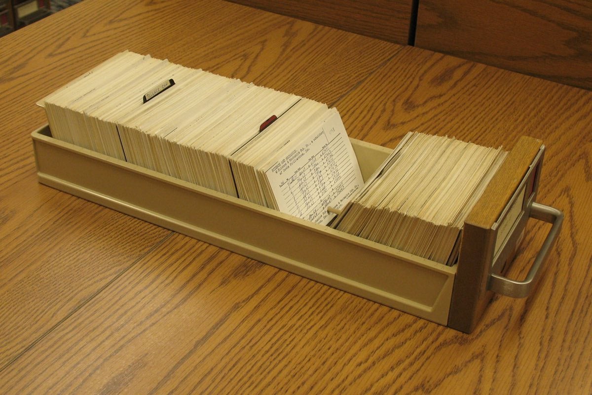 History of retrieval augmented generation: an open card catalog drawer at the Library of Congress