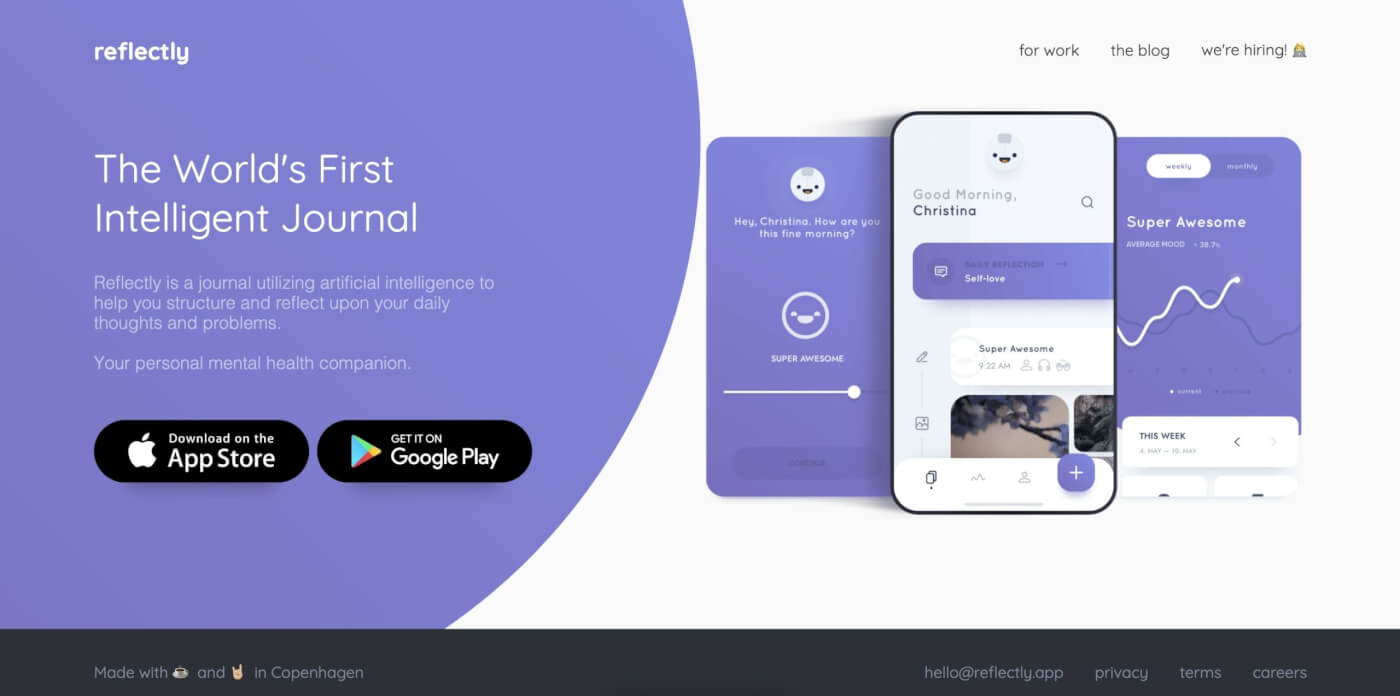 Reflectly user interface.
