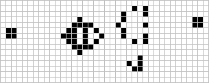 The Gosper glider gun in Conway's Game of Life, emitting a new glider every 30 generations